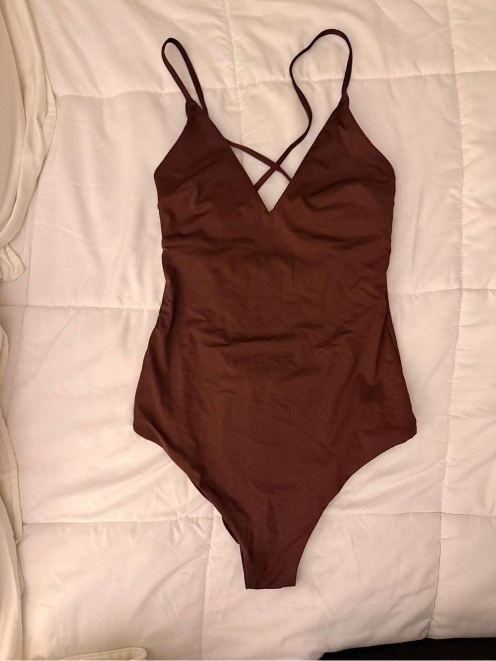 H&M Brown One-Piece Swimsuit with Thin Straps